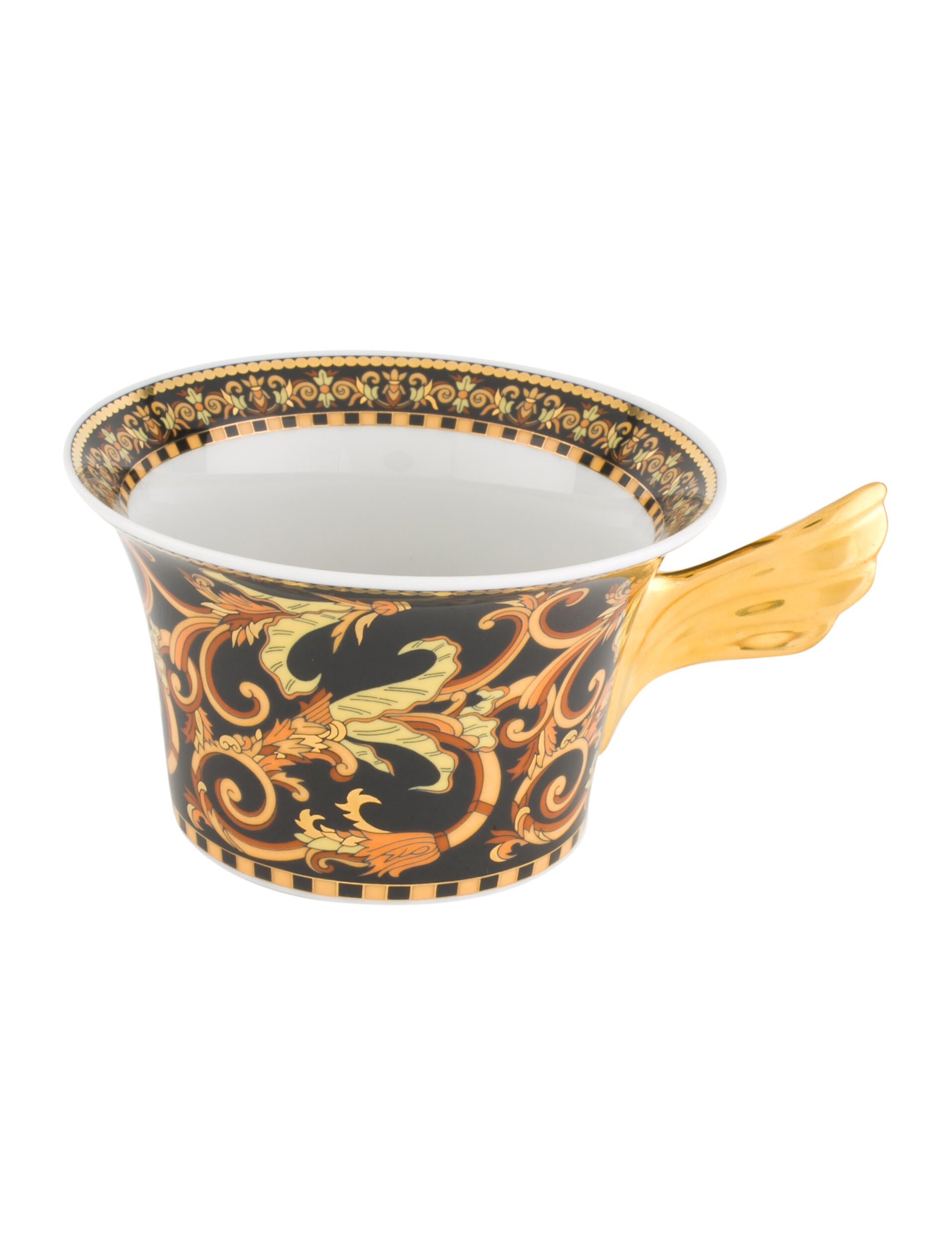 Rosenthal Meets Versace Pair of Barocco Teacups Black, 2 pieces