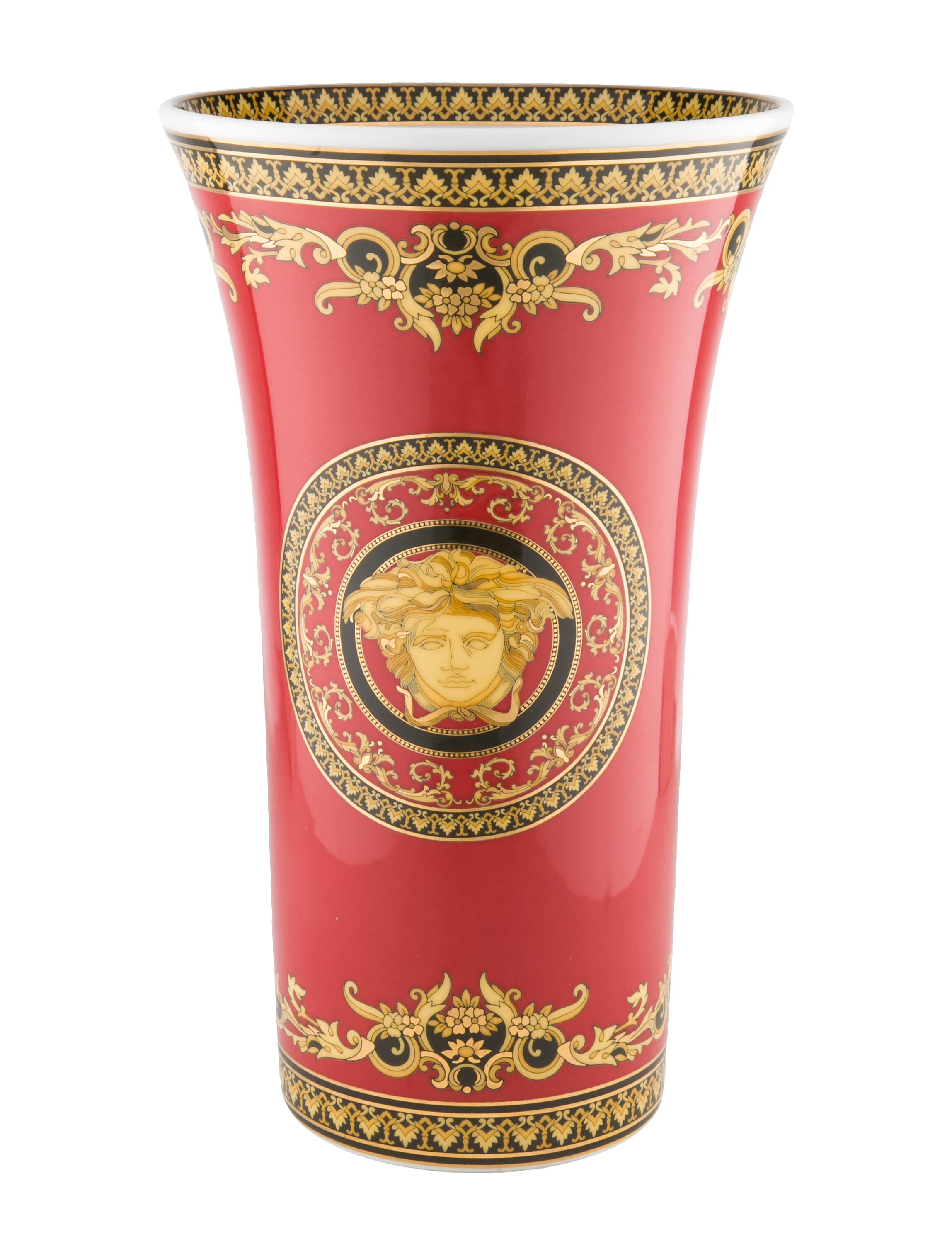 Rosenthal Meets Versace Medusa Red Vase Black Decorative Accents