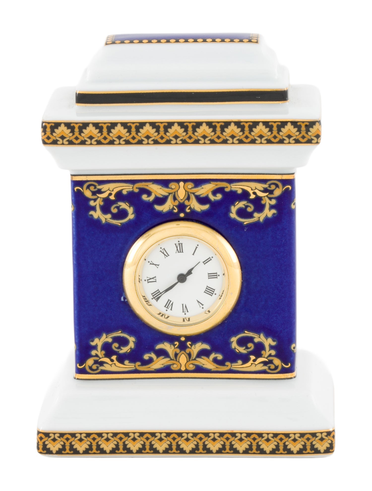 Rosenthal Meets Versace Medusa Blue Porcelain Desk Clock