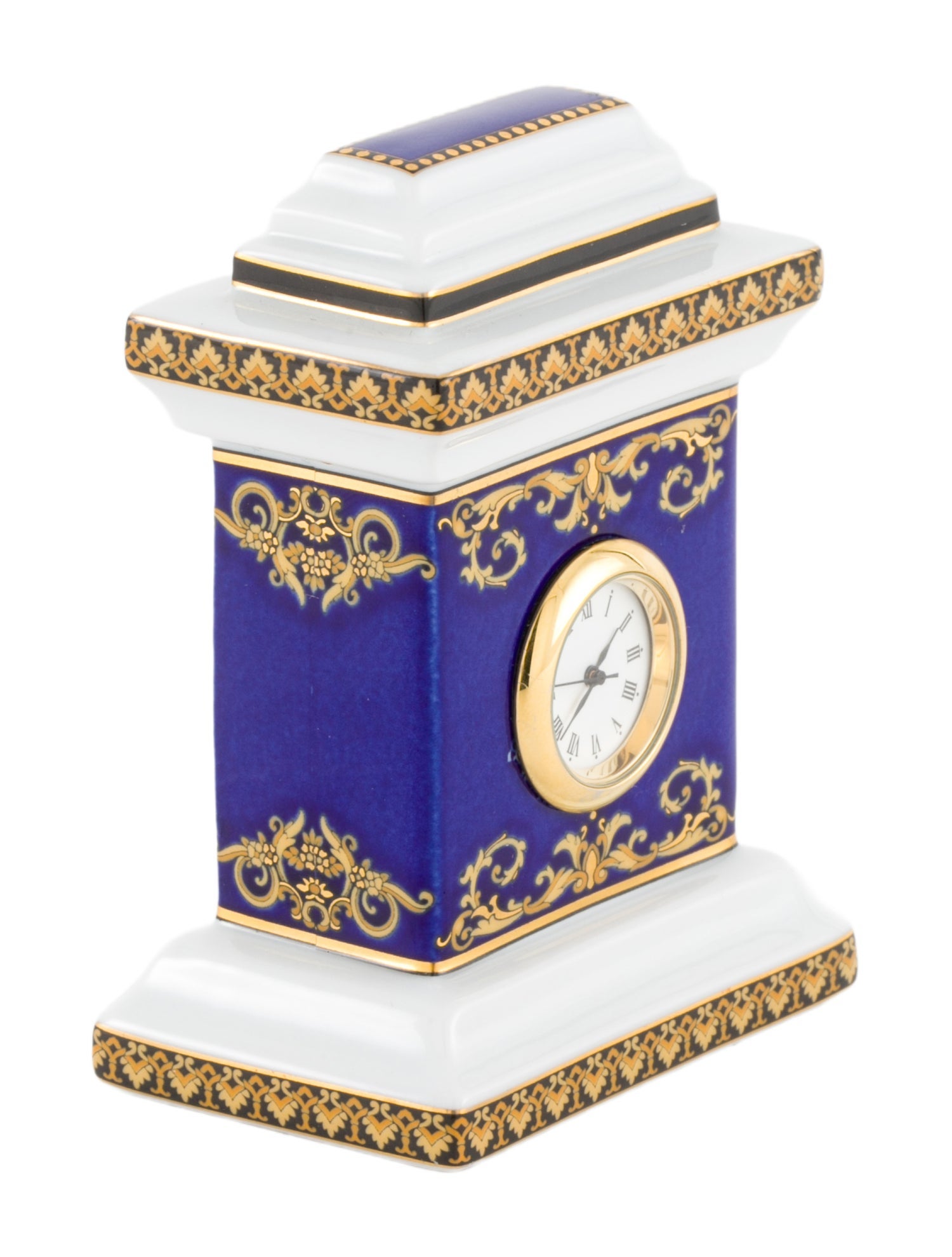 Rosenthal Meets Versace Medusa Blue Porcelain Desk Clock