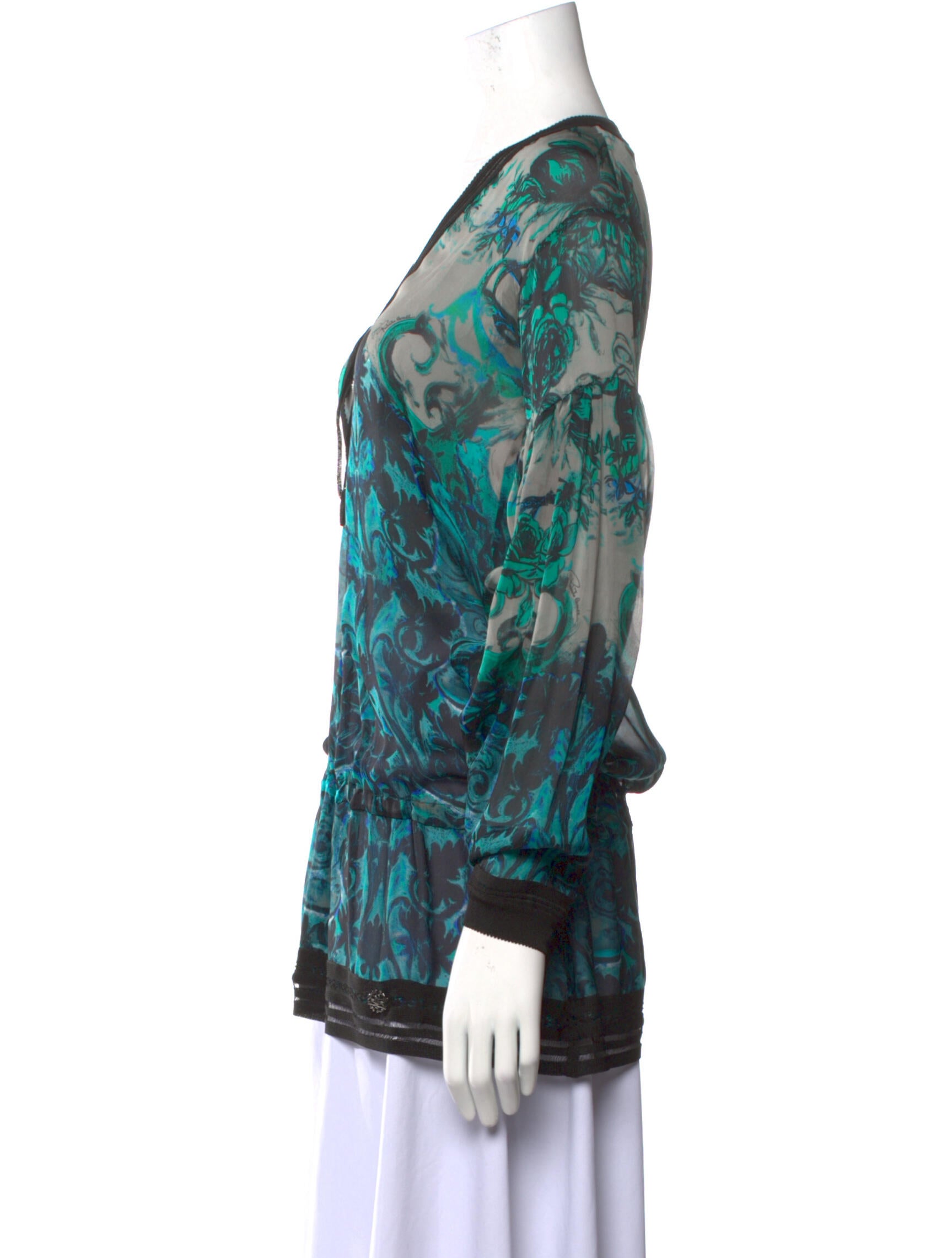 Roberto Cavalli Pink Denim Printed Top