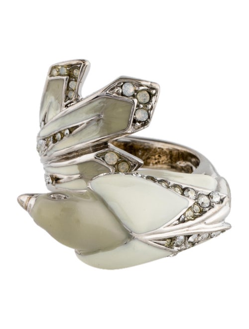Roberto Cavalli Crystal & Enamel Bird Cocktail Ring