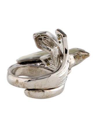 Roberto Cavalli Crystal & Enamel Bird Cocktail Ring