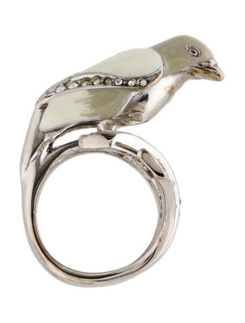 Roberto Cavalli Crystal & Enamel Bird Cocktail Ring