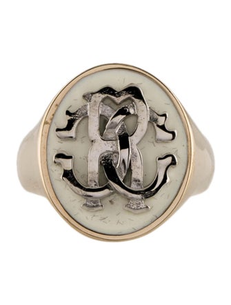 Roberto Cavalli Enamel Logo Signet Ring
