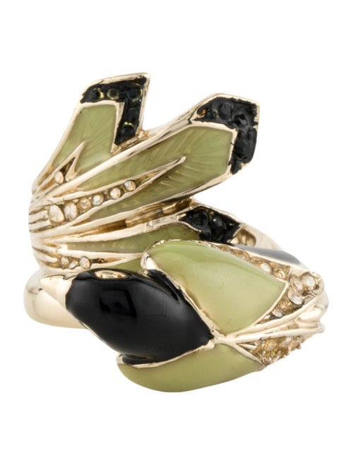 Roberto Cavalli Enamel & Crystal Peacock Cocktail Ring
