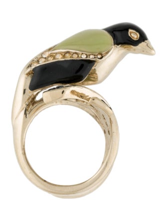 Roberto Cavalli Enamel & Crystal Peacock Cocktail Ring