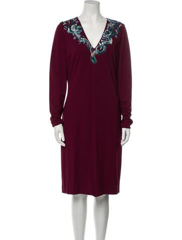 Roberto Cavalli Dresses V-Neck Knee-Length Dress Us12, It48 | XL