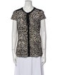 Roberto Cavalli Animal Print Crew Neck Button-Up Top