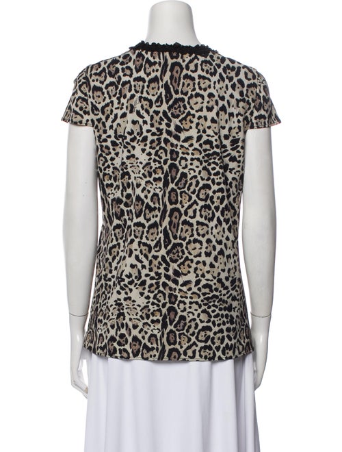 Roberto Cavalli Animal Print Crew Neck Button-Up Top