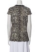 Roberto Cavalli Animal Print Crew Neck Button-Up Top