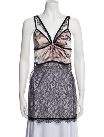 Roberto Cavalli Tops Lace Pattern V-Neck Tunic M
