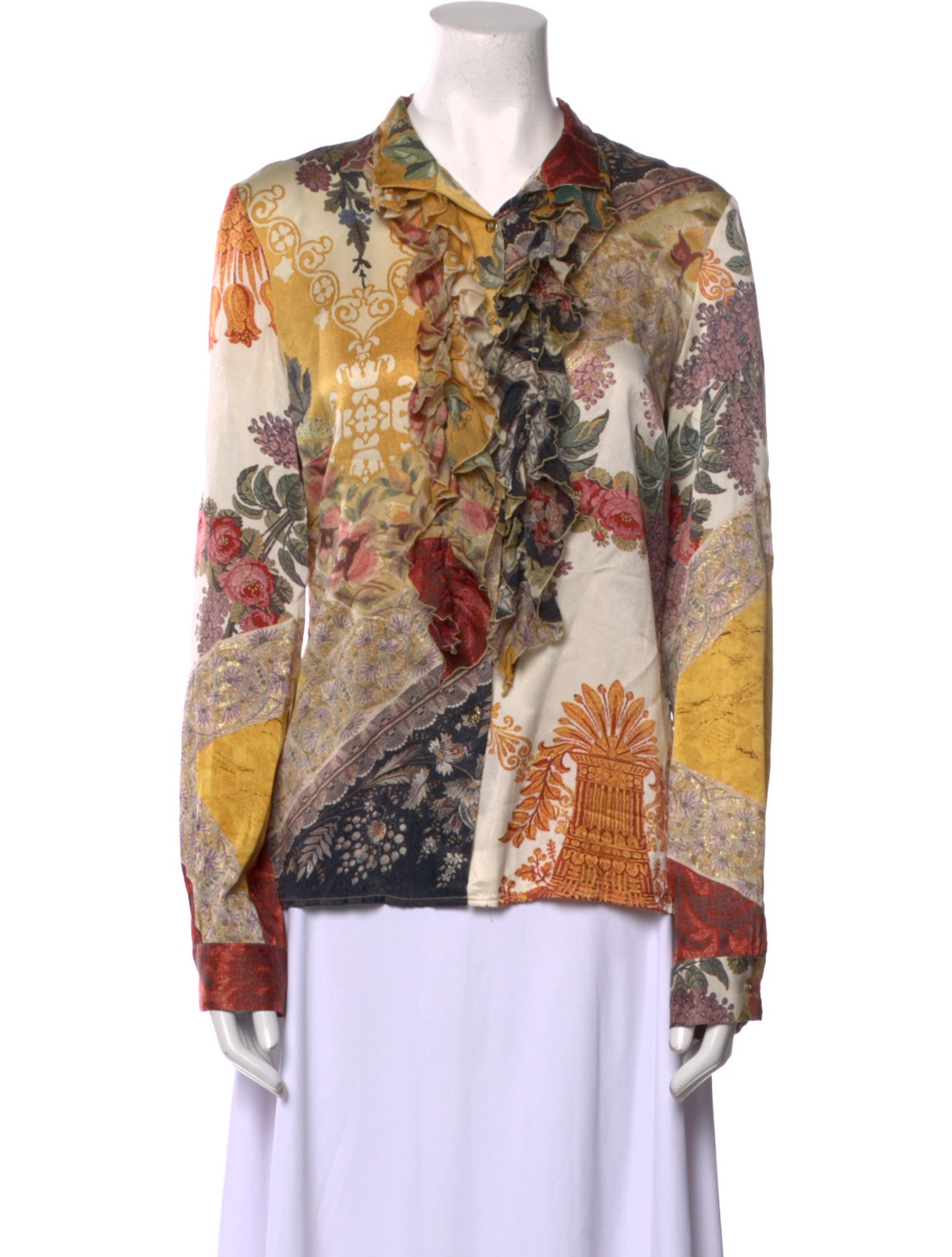 Cavalli-Style Ruffle Button Up Top main image 1
