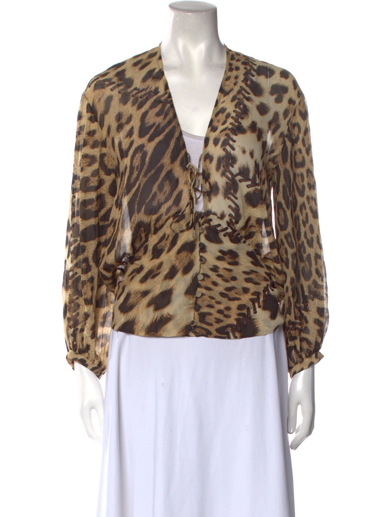 Roberto Cavalli Silk Animal Print Blouse w/ Tags