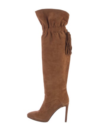 Roberto Cavalli Suede Fringe Trim Accent Boots