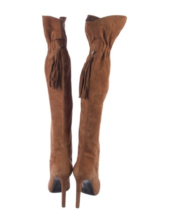 Roberto Cavalli Suede Fringe Trim Accent Boots