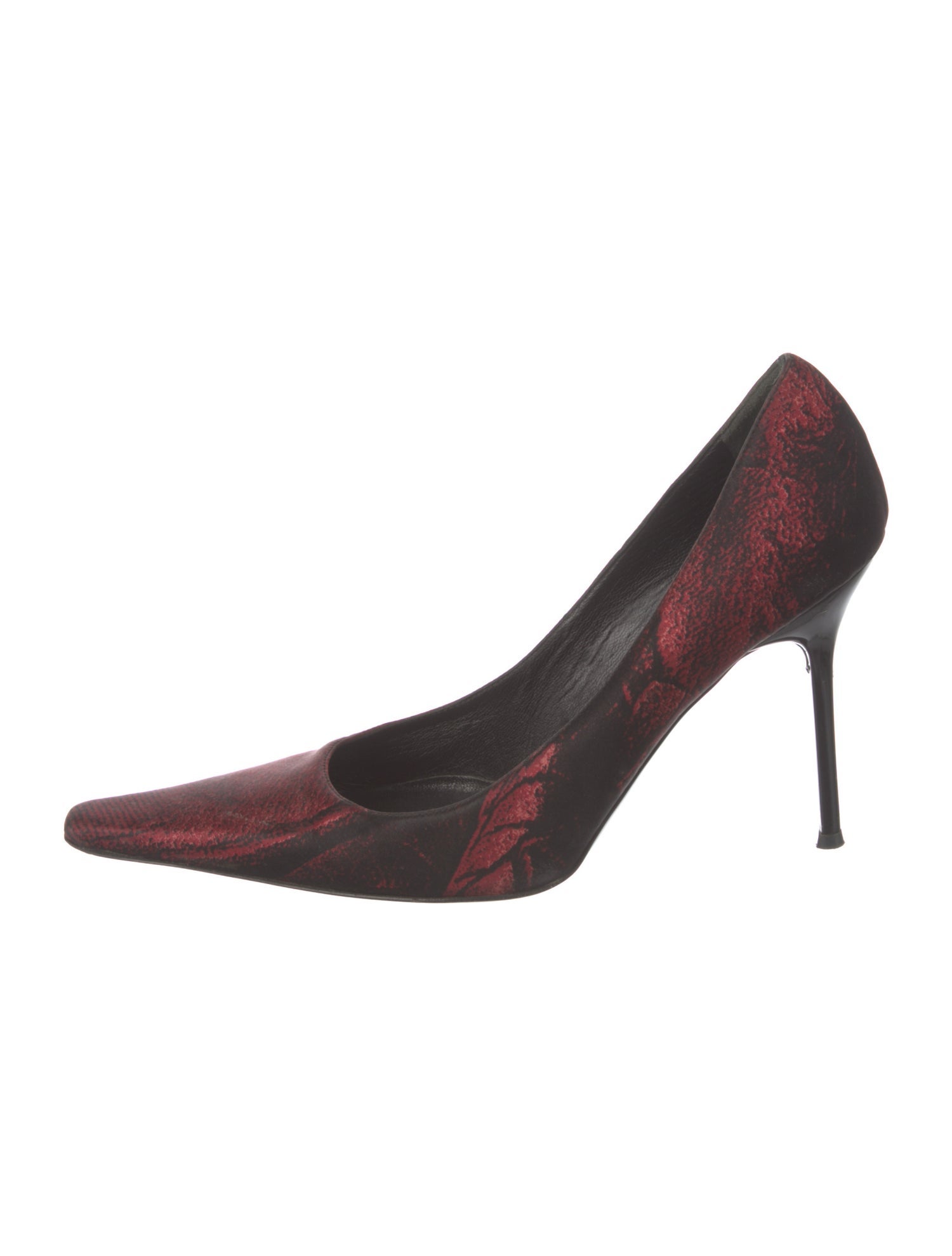 Roberto Cavalli Satin Printed Pumps Red Pumps, Shoes ROB146618