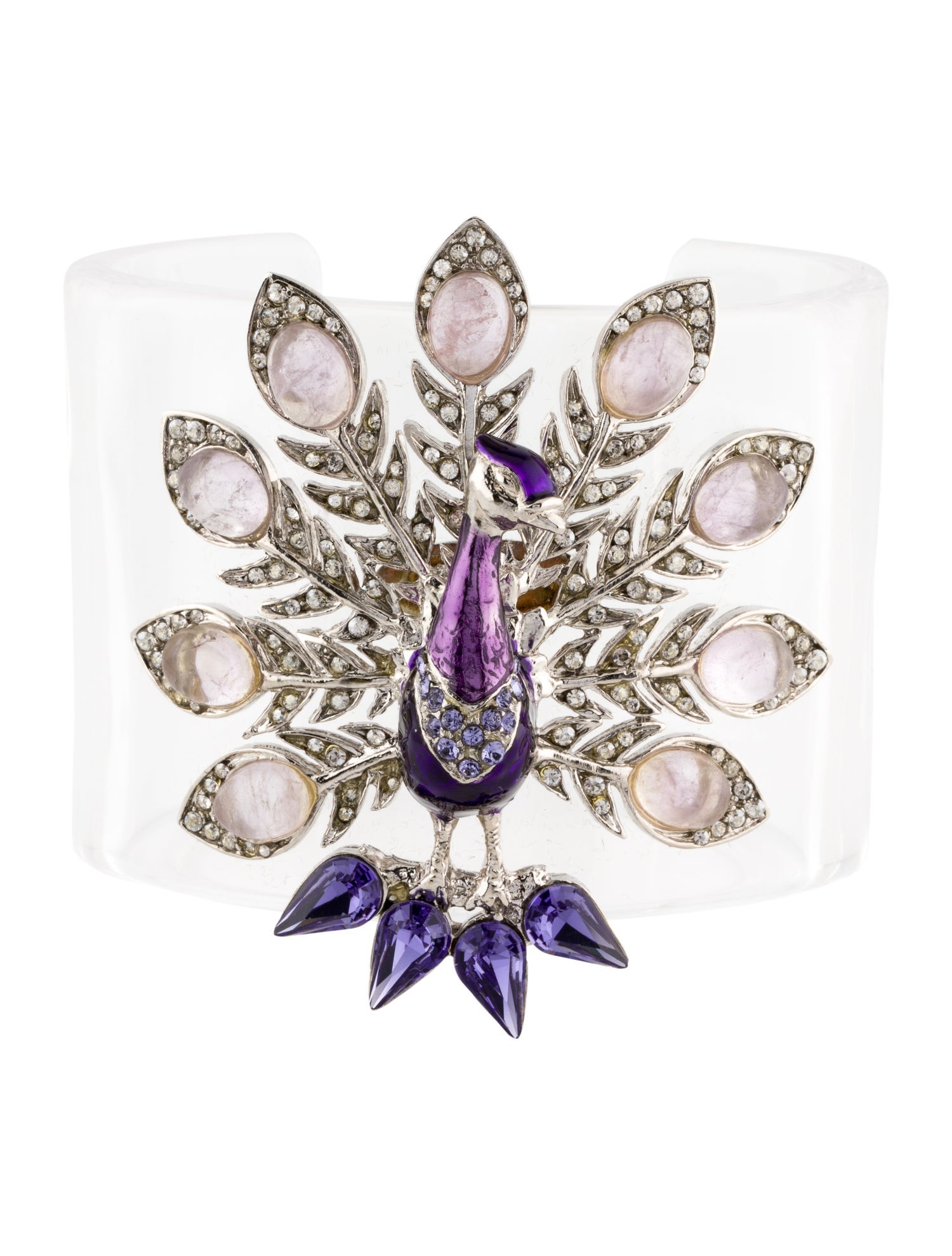 Roberto Cavalli Acrylic, Resin & Crystal Peacock Cuff Bracelet