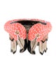 Roberto Cavalli Crystal & Enamel Flamingo Hinged Cuff Bracelet