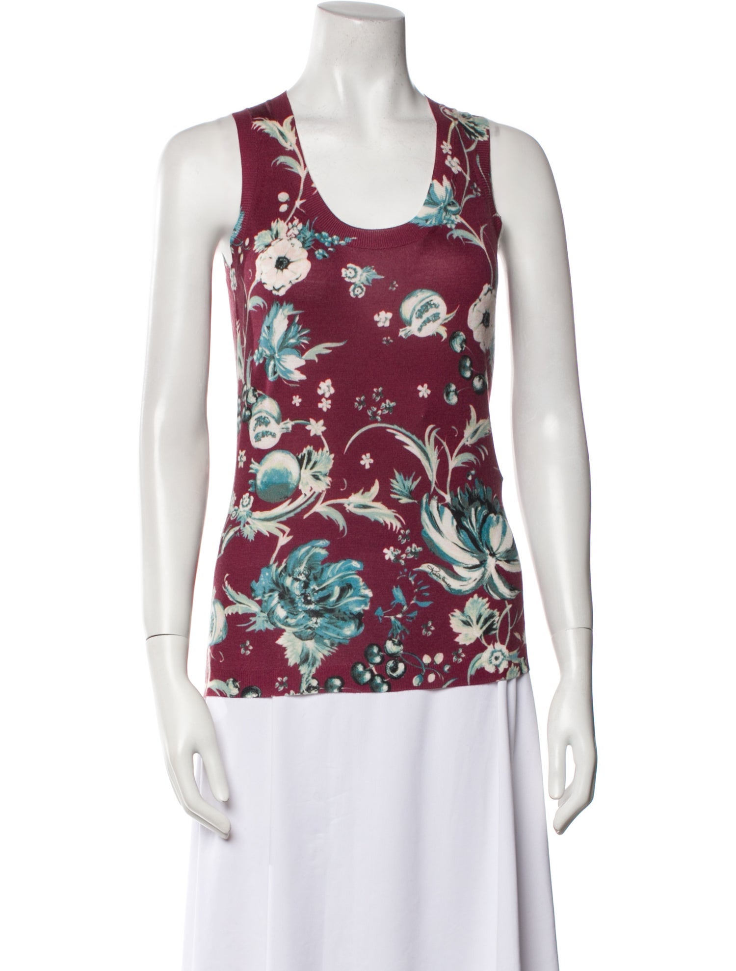 Roberto Cavalli Floral Print Scoop Neck Top