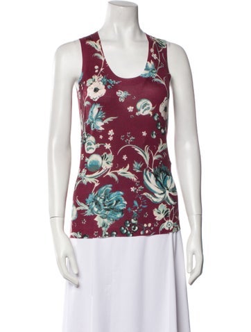 Roberto Cavalli Tops Floral Print Scoop Neck Top Us6, It42 | M
