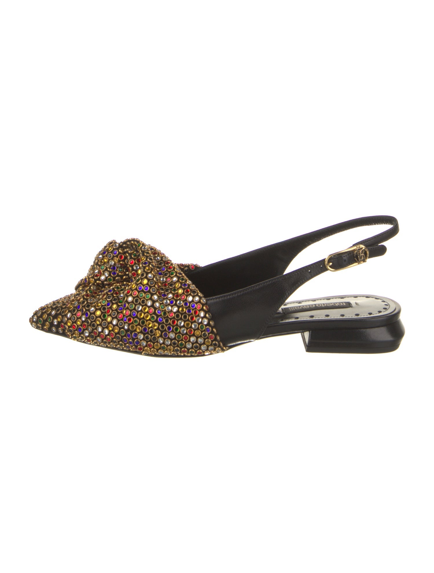 Roberto Cavalli Leather Colorblock Pattern Slingback Flats