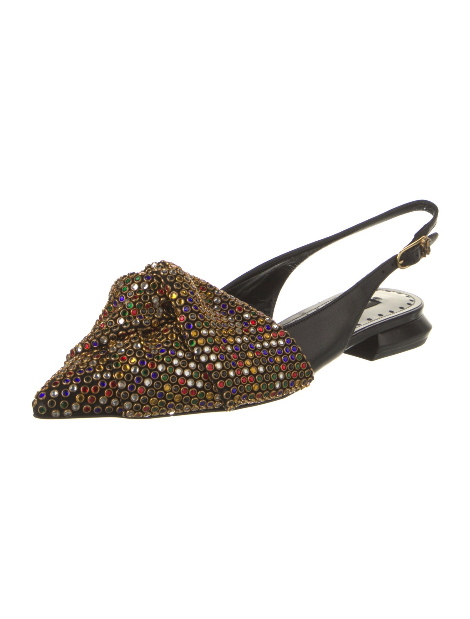 Roberto Cavalli Leather Colorblock Pattern Slingback Flats