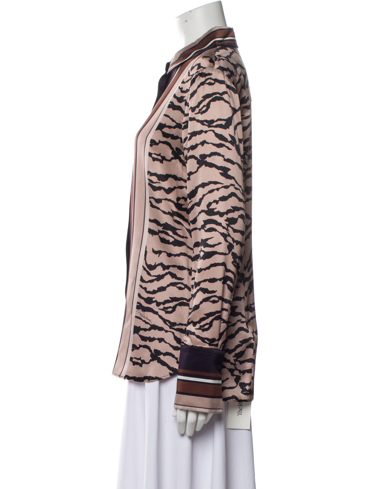 Roberto Cavalli Silk Animal Print Button-Up Top