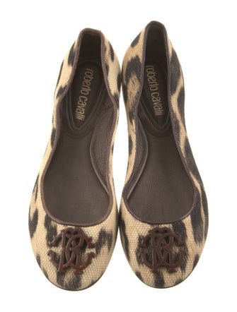 Roberto Cavalli Tweed Animal Print Ballet Flats
