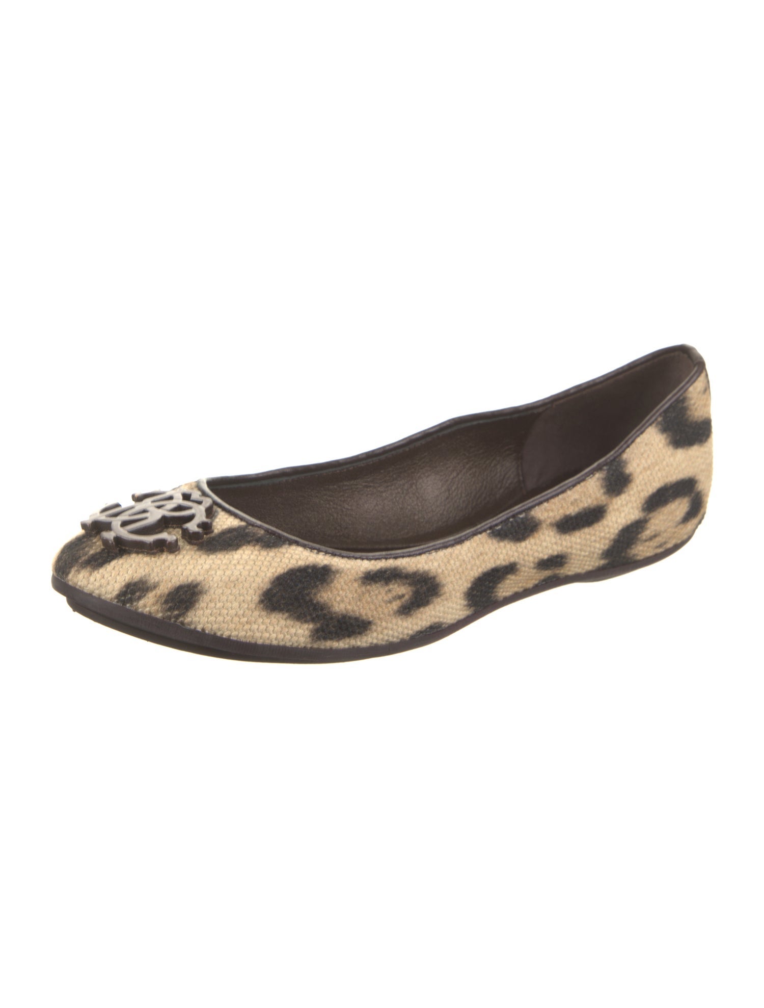 Roberto Cavalli Tweed Animal Print Ballet Flats