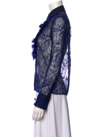 Roberto Cavalli Lace Pattern Long Sleeve Button-Up Top