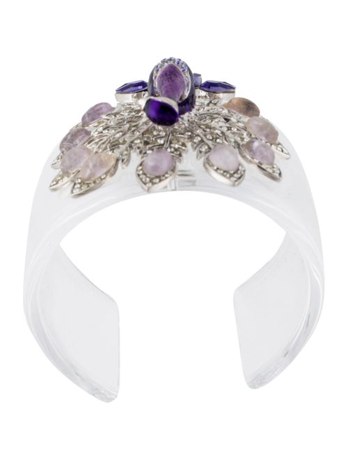 Roberto Cavalli Crystal ,Resin and Plexiglass Peacock Cuff Bracelet