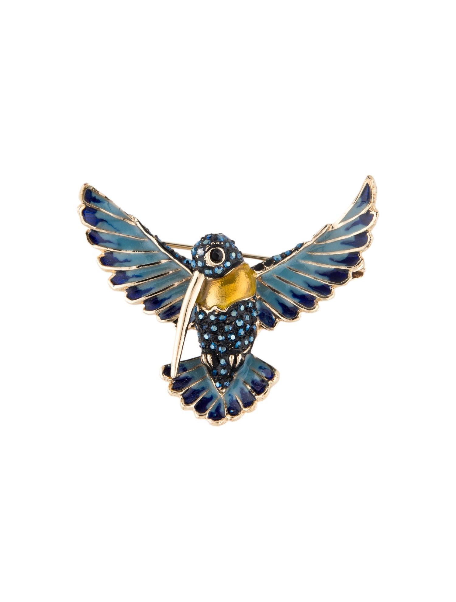 Roberto Cavalli Crystal & Enamel Hummingbird Brooch