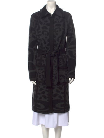 Roberto Cavalli Wool Printed Faux Fur Coat