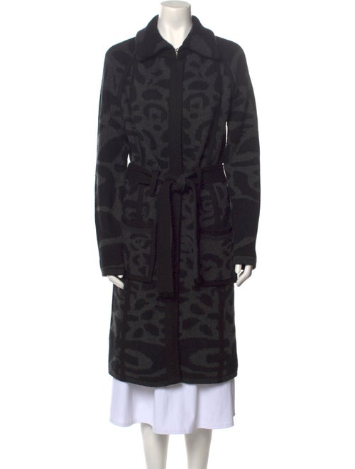 Roberto Cavalli Wool Printed Faux Fur Coat
