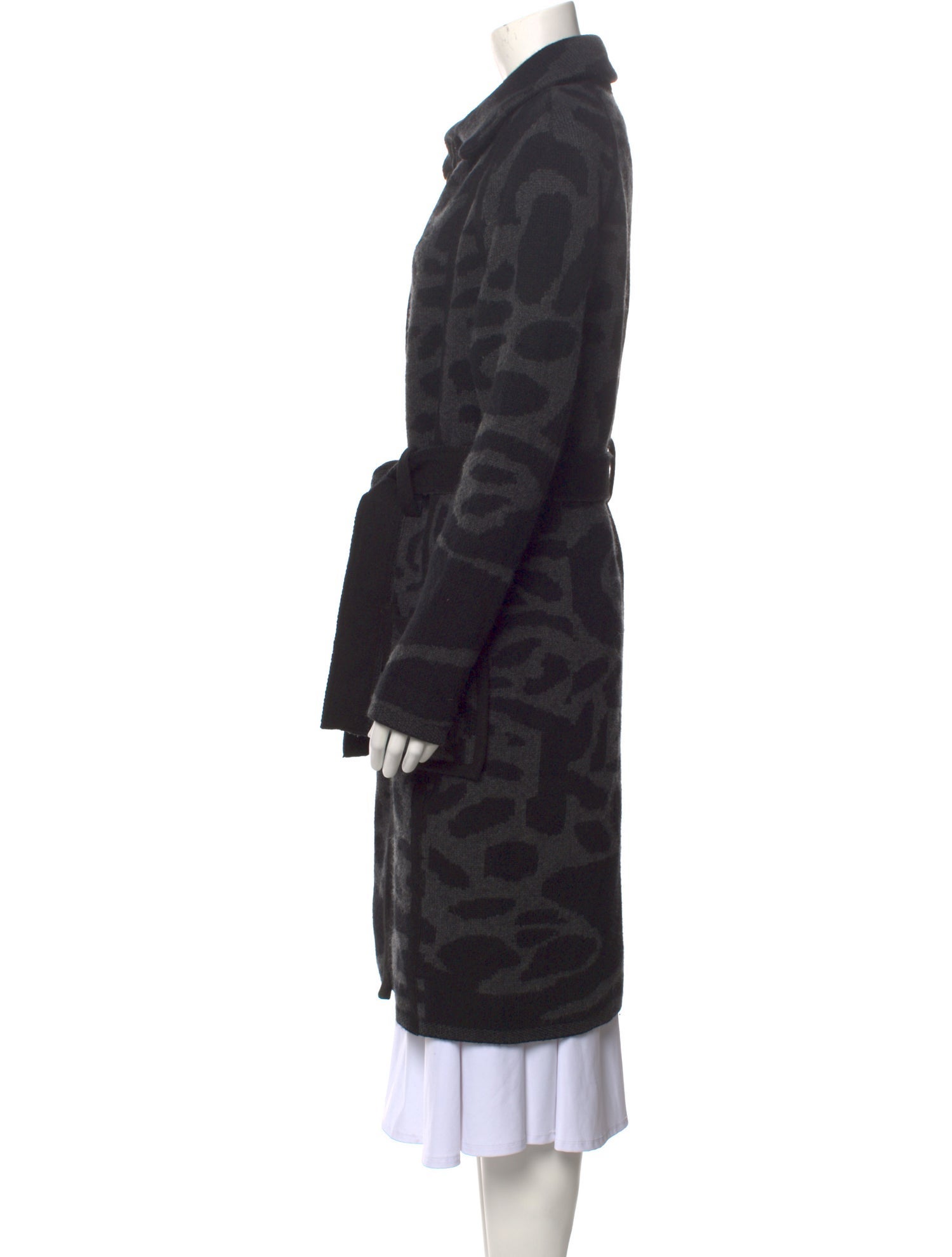Roberto Cavalli Wool Printed Faux Fur Coat