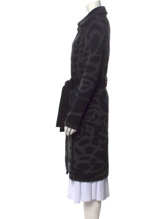 Roberto Cavalli Wool Printed Faux Fur Coat