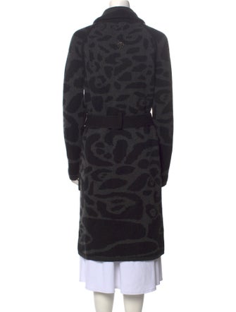 Roberto Cavalli Wool Printed Faux Fur Coat