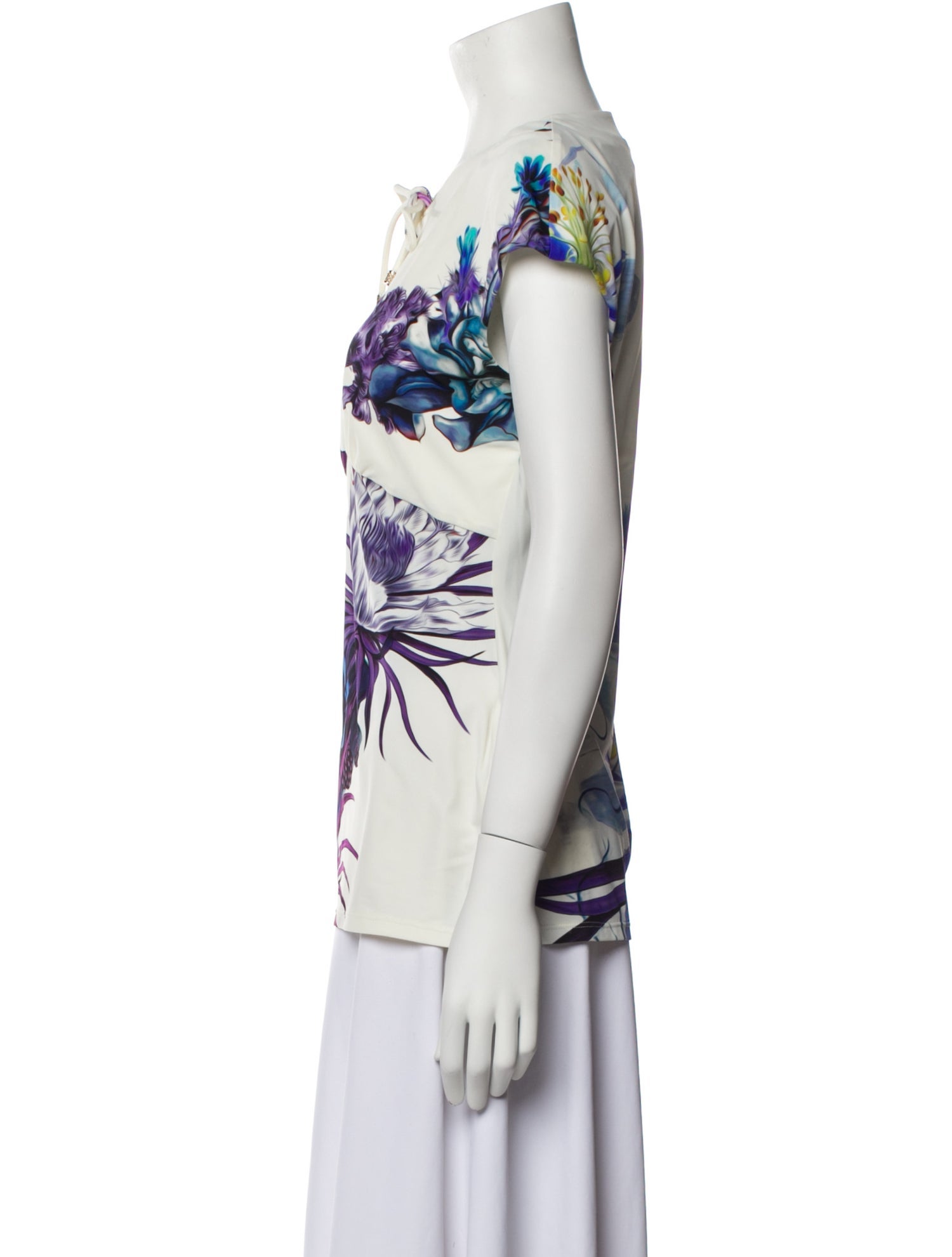 Roberto Cavalli Floral Print One-Shoulder Blouse