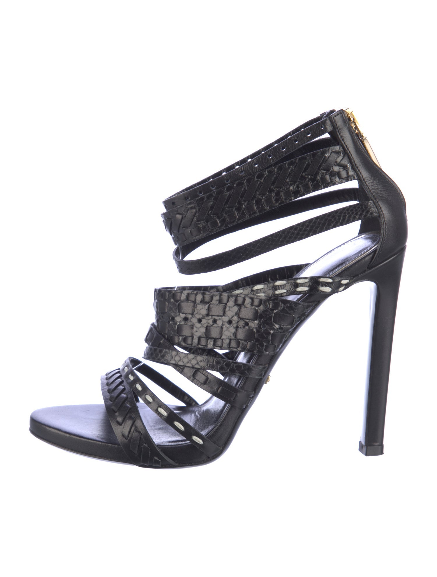 Roberto Cavalli Leather Whipstitch Trim Sandals