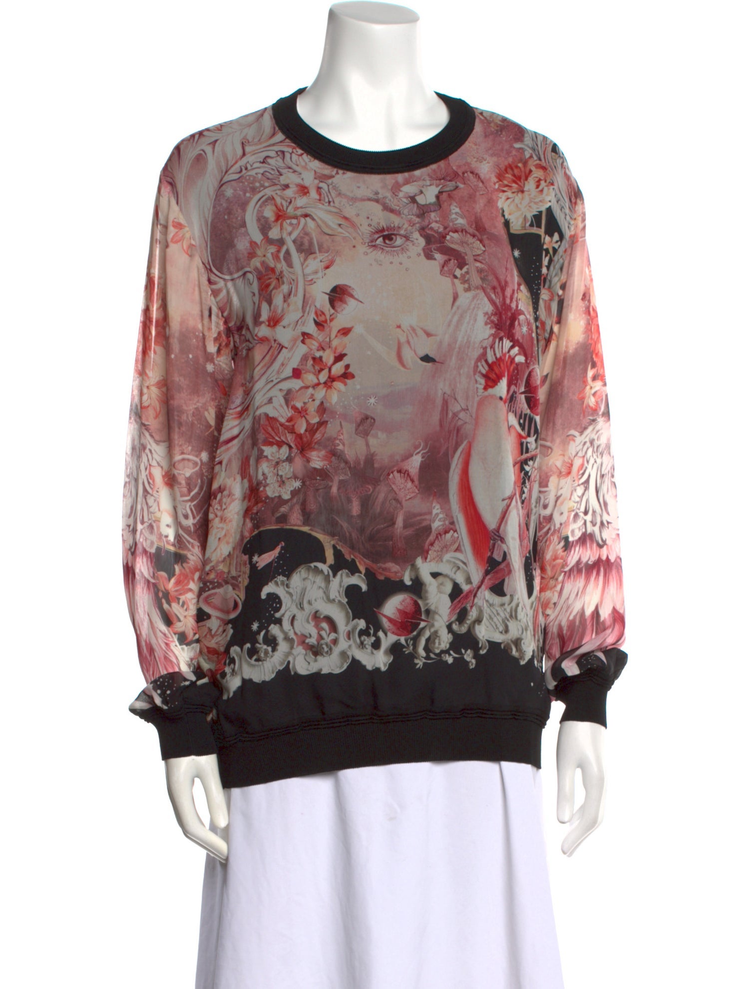 Roberto Cavalli Silk Floral Print Sweatshirt