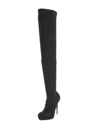 Roberto Cavalli Neoprene Crystal Embellishments Boots