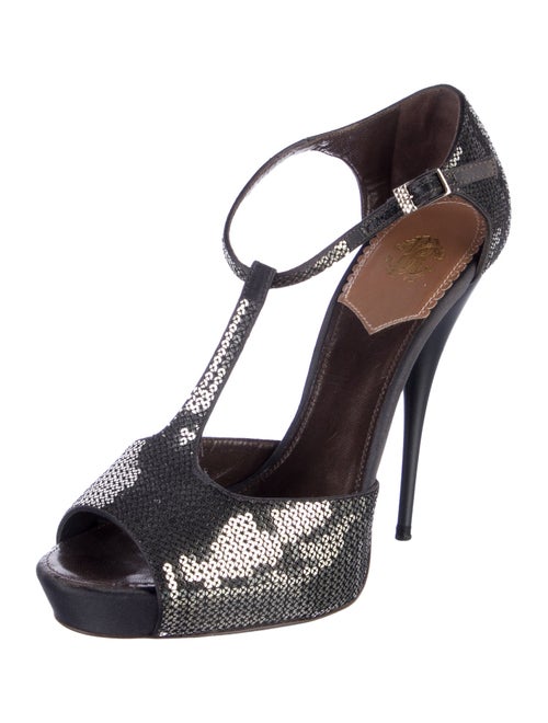Roberto Cavalli Sequins Sequin Embellishments T-Strap Sandals
