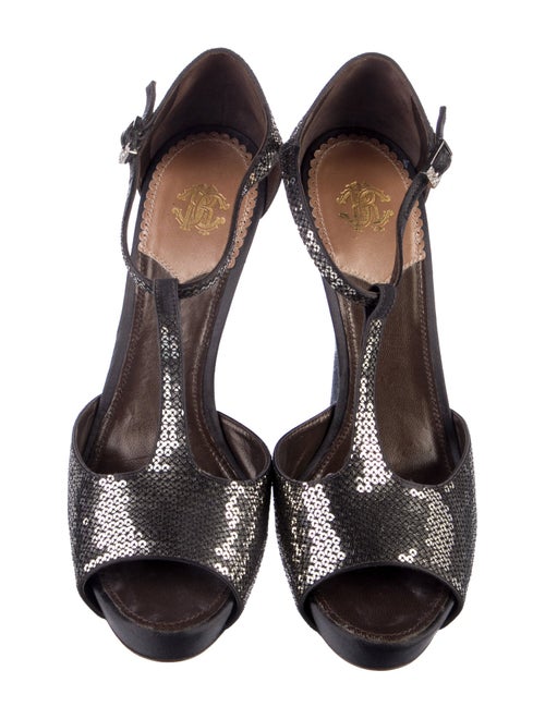 Roberto Cavalli Sequins Sequin Embellishments T-Strap Sandals