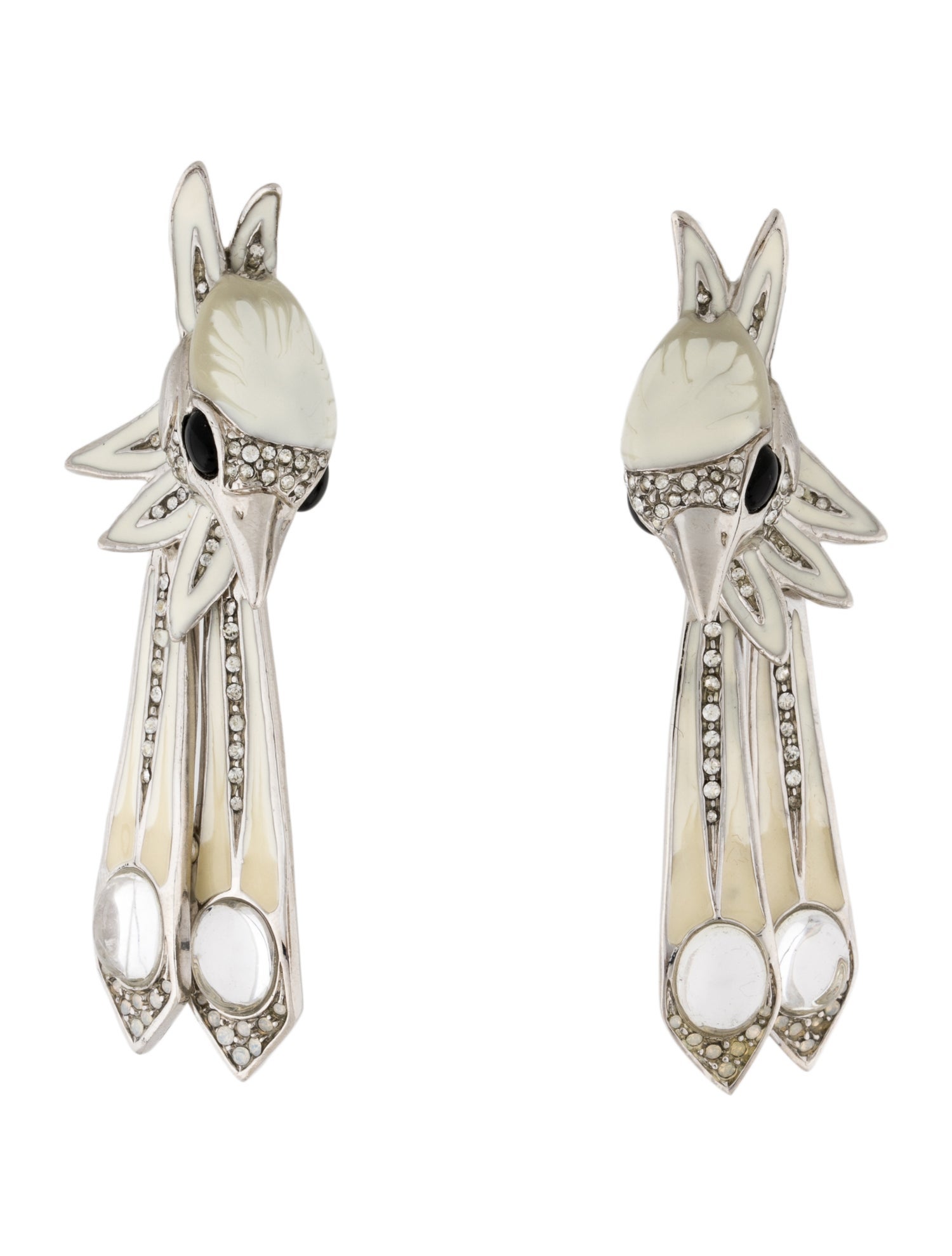 Roberto Cavalli Crystal & Enamel Bird Clip-On Earrings