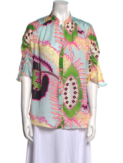 Roberto Cavalli Silk Printed Button-Up Top