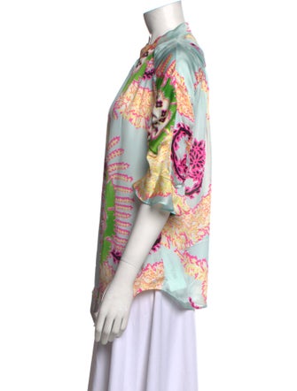 Roberto Cavalli Silk Printed Button-Up Top