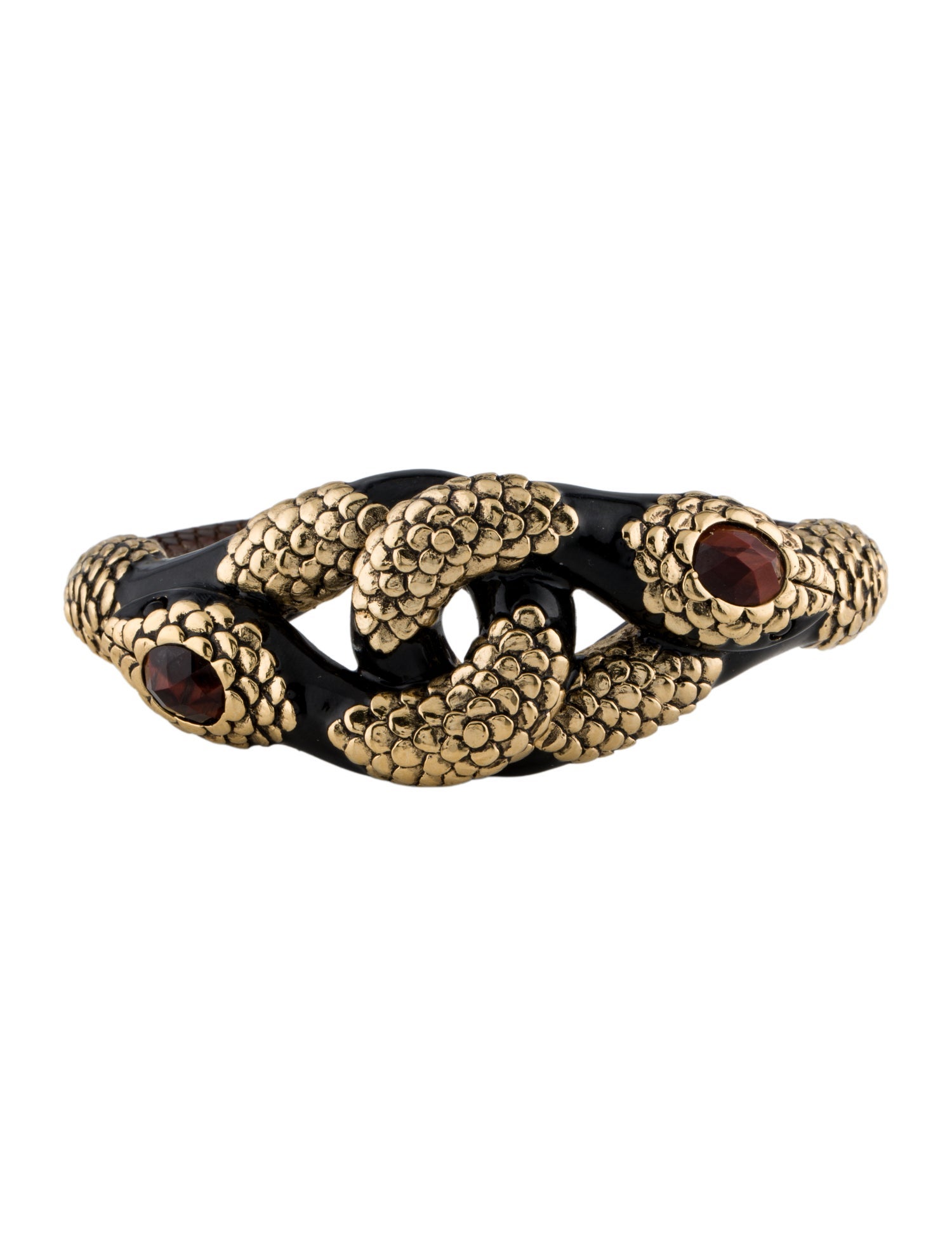 Roberto Cavalli Wood & Enamel Double Snake Bangle