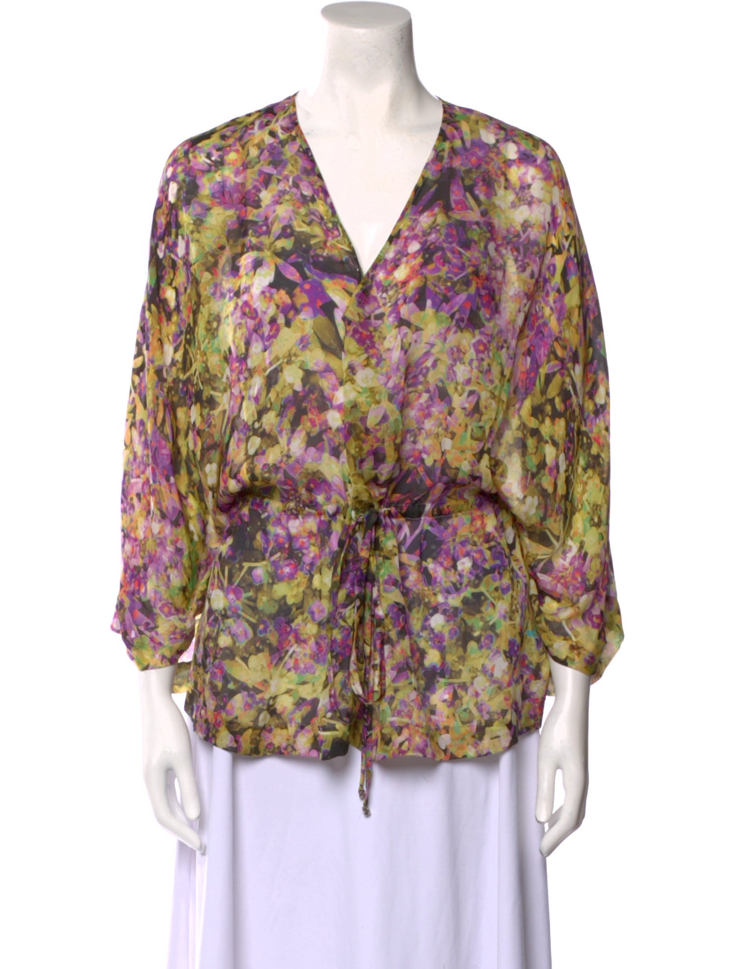 Roberto Cavalli Silk Floral Print Blouse