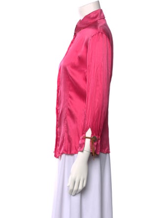 Roberto Cavalli Silk Three-Quarter Sleeve Button-Up Top